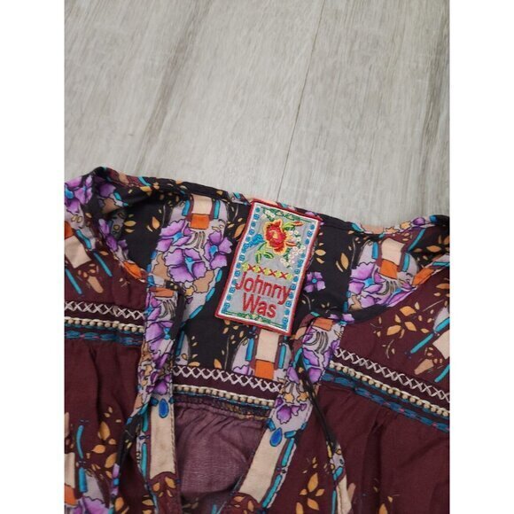 Johnny‎ Was Rocco Blouson Peasant Boho Long Sleeve Shirt SizeLarge - Picture 5 of 9